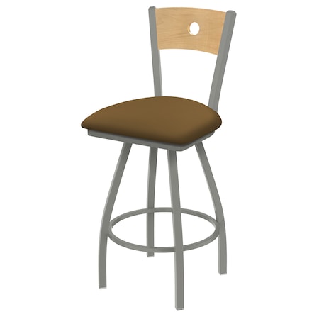 Holland Bar Stool Co 36" Swivel Counter Stool, Nickel Finish, Nat Back, Canter Saddle Seat X830